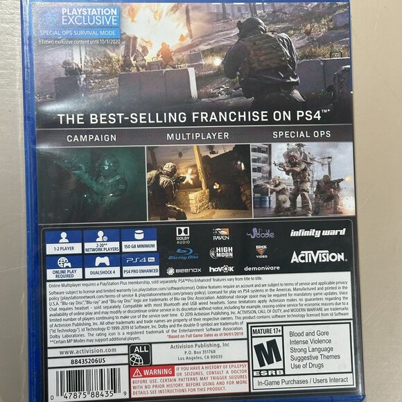 GREAT DEAL! Used CALL OF DUTY MODERN WARFARE for PS4 - Playstation game disc! - Picture 3 of 3